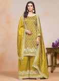 Mesmerizing Mustard Crush Embroidered Work Palazzo Suit - women's fashion mart