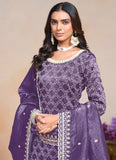 Passionate Purple Crush Embroidered Work Palazzo Suit - women's fashion mart
