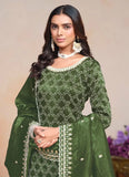 Outstanding Olive Crush Embroidered Work Palazzo Suit - women's fashion mart