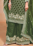 Outstanding Olive Crush Embroidered Work Palazzo Suit - women's fashion mart