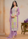 Magnificent lavender Embroidered Work Organza Salwar Kameez - women's fashion mart
