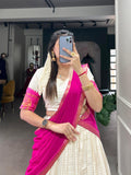 Pink Color Chex With Zari Weaving Work Poly Cotton Lehenga Choli -south choli Unstitched / Semi-Stitched / Semi-Stitched women's fashion mart