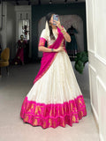 Pink Color Chex With Zari Weaving Work Poly Cotton Lehenga Choli -south choli Unstitched / Semi-Stitched / Semi-Stitched women's fashion mart