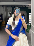Royal Blue Chex Poly Cotton Pattu Lehenga Choli with Elegant Zari Weaving  women's fashion mart