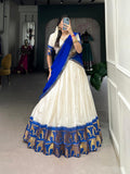 Royal Blue Chex Poly Cotton Pattu Lehenga Choli with Elegant Zari Weaving  women's fashion mart
