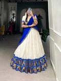Royal Blue Chex Poly Cotton Pattu Lehenga Choli with Elegant Zari Weaving  women's fashion mart