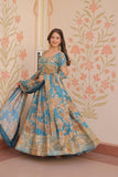 Elegance Digital Printed Embroidered Work Beautifully Gown With Dupatta