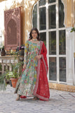 Designer Printed Gold Sequins Embroidered Work Anarkali Gown
