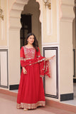 Embroidered Zari Sequins Work Festival Special Gown With Dupatta