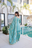 Premium Fendi Crush Designer Zari With Sequins Embroidery Suit Set