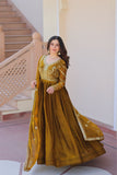 Designer Sequins Multi Embroidered Work Women Gown With Dupatta