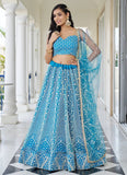 Breathtaking Sky Blue Embroidered Wedding Lehenga Choli - women's fashion mart