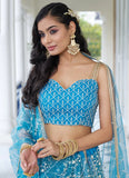 Breathtaking Sky Blue Embroidered Wedding Lehenga Choli - women's fashion mart