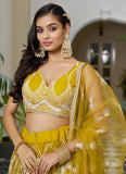 Designer Mustard Yellow Embroidery Wedding Lehenga Choli - women's fashion mart