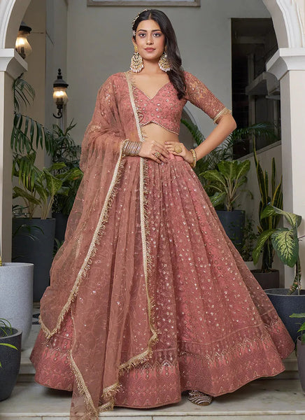 Ravishing Rust  Embroidered Engagement Lehenga Choli - women's fashion mart