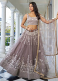 Bridesmaid Dusty Brown Embroidery Wedding Lehenga Choli - women's fashion mart