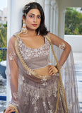 Bridesmaid Dusty Brown Embroidery Wedding Lehenga Choli - women's fashion mart