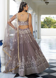 Bridesmaid Dusty Brown Embroidery Wedding Lehenga Choli - women's fashion mart