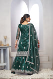 Turquoise Sequins Embroidered With Real Mirror Work Sharara Set Of 3 - women's fashion mart