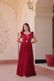 Stunning Sequins Multi Tread Beads Embroidered Work Women Gown