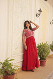 Designer Embroidery Zari Sequins Work Gown Set