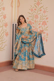 Elegance Digital Printed Embroidered Work Beautifully Gown With Dupatta