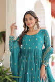 Ethereal  Silver Crunchy Sequins Embroidered Luxury Anarkali Gown Set