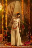Cream Georgette Designer Festive Set With Thread, Mirror And Shell Handwork
