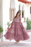 Premium Designer Sequins Beads Embroidery Gown With Dupatta Set