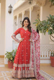 Beautiful Stylish designer Gown With Dupatta Set -WOMEN FASHION Sky Blue / M women's fashion mart