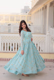 New Sequins Embroidery Work Anarkali Suit Set - women's fashion mart