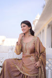 Fendi Crush Zari Sequins Embroidered Kurti Sharara Set With Designer Dupatta