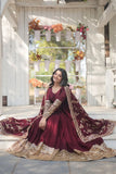 Stunning Premium Dark Maroon Anarkali Set - women's fashion mart