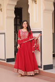 Embroidered Zari Sequins Work Festival Special Gown With Dupatta
