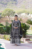 Jacquard With Sequins Embroidered Work Gown & Dupatta Set - women's fashion mart