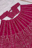 Slub Silk Embroidered Pink Color Bridal Lehenga Choli For Woman - women's fashion mart
