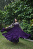 Elevate Style With Embroidery Zari Sequins-Work Designer Gowns -WOMEN FASHION Purple / M women's fashion mart
