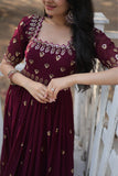Luxury Zari Thread Sequins Embroidery Work Gown