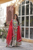 Designer Printed Gold Sequins Embroidered Work Anarkali Gown