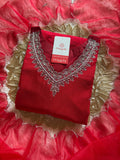 Red embroidered kurta Pant  with dupatta  women's fashion mart