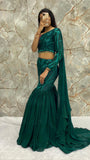 Dark Green Colour Fish Cut Sequence Work Lehenga Choli  women's fashion mart