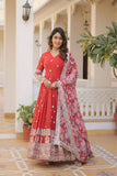 Beautiful Stylish designer Gown With Dupatta Set -WOMEN FASHION Sky Blue / M women's fashion mart
