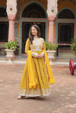 Faux Georgette Sequins With Thread Embroidered Kurti Sharara Dupatta Set For Women