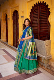 Designer Premium Paithani Soft Silk Zari Weaving Sequins With Thread Embroidery Lehenga Set