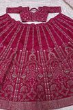 Slub Silk Embroidered Pink Color Bridal Lehenga Choli For Woman - women's fashion mart