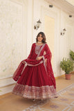 Designer Sequins Embroidered Work Stylish Gown With Dupatta Set