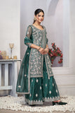Turquoise Sequins Embroidered With Real Mirror Work Sharara Set Of 3 - women's fashion mart