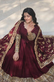 Stunning Premium Dark Maroon Anarkali Set - women's fashion mart