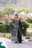 Jacquard With Sequins Embroidered Work Gown & Dupatta Set - women's fashion mart