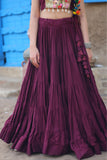 Designer Readymade Traditional Gamthi Threadwork Lehenga Choli For Navratri -WOMEN FASHION Wine women's fashion mart
